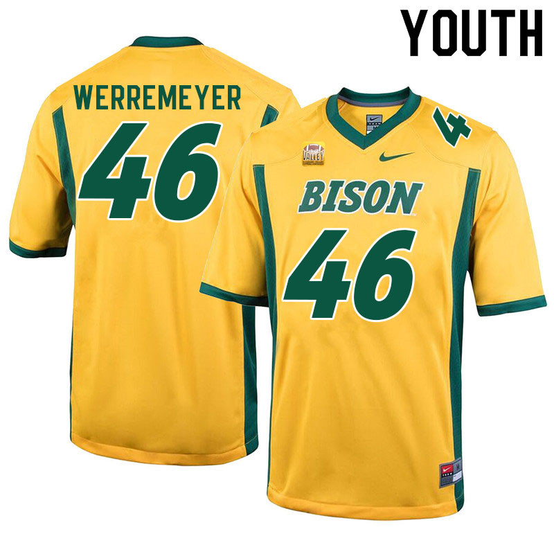Youth #46 Truman Werremeyer North Dakota State Bison College Football Jerseys Sale-Yellow - Click Image to Close
